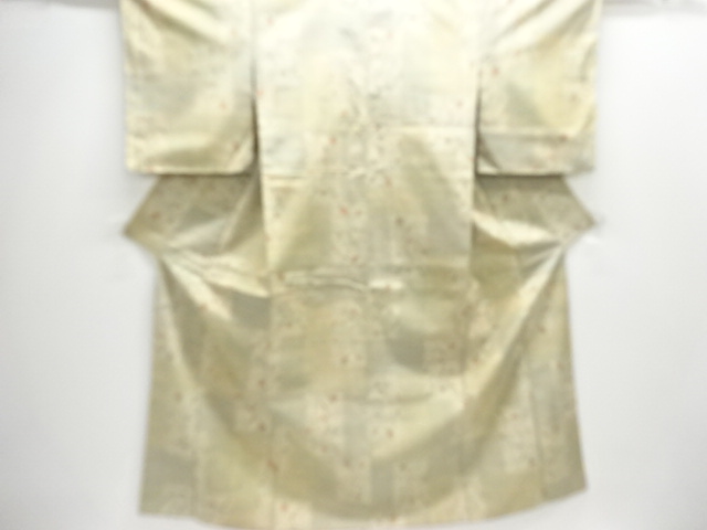 JAPANESE KIMONO / TSUMUGI / WOVEN FLOWER ARABESQUE